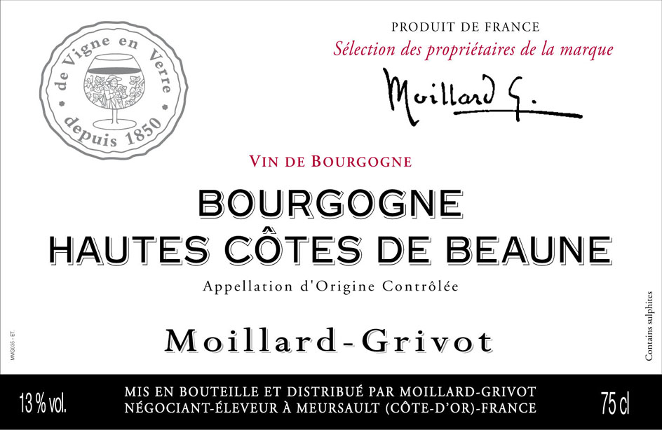 Moillard Grivot - Hautes Cotes de Beaune label