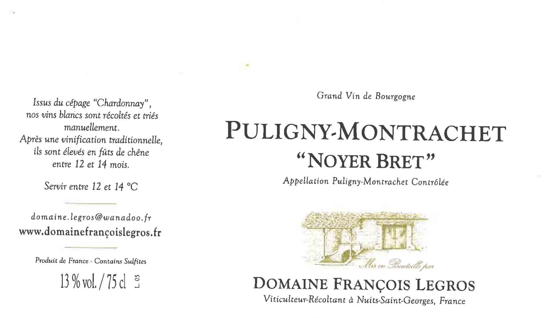 Domaine Francois Legros - Puligny-Montrachet label