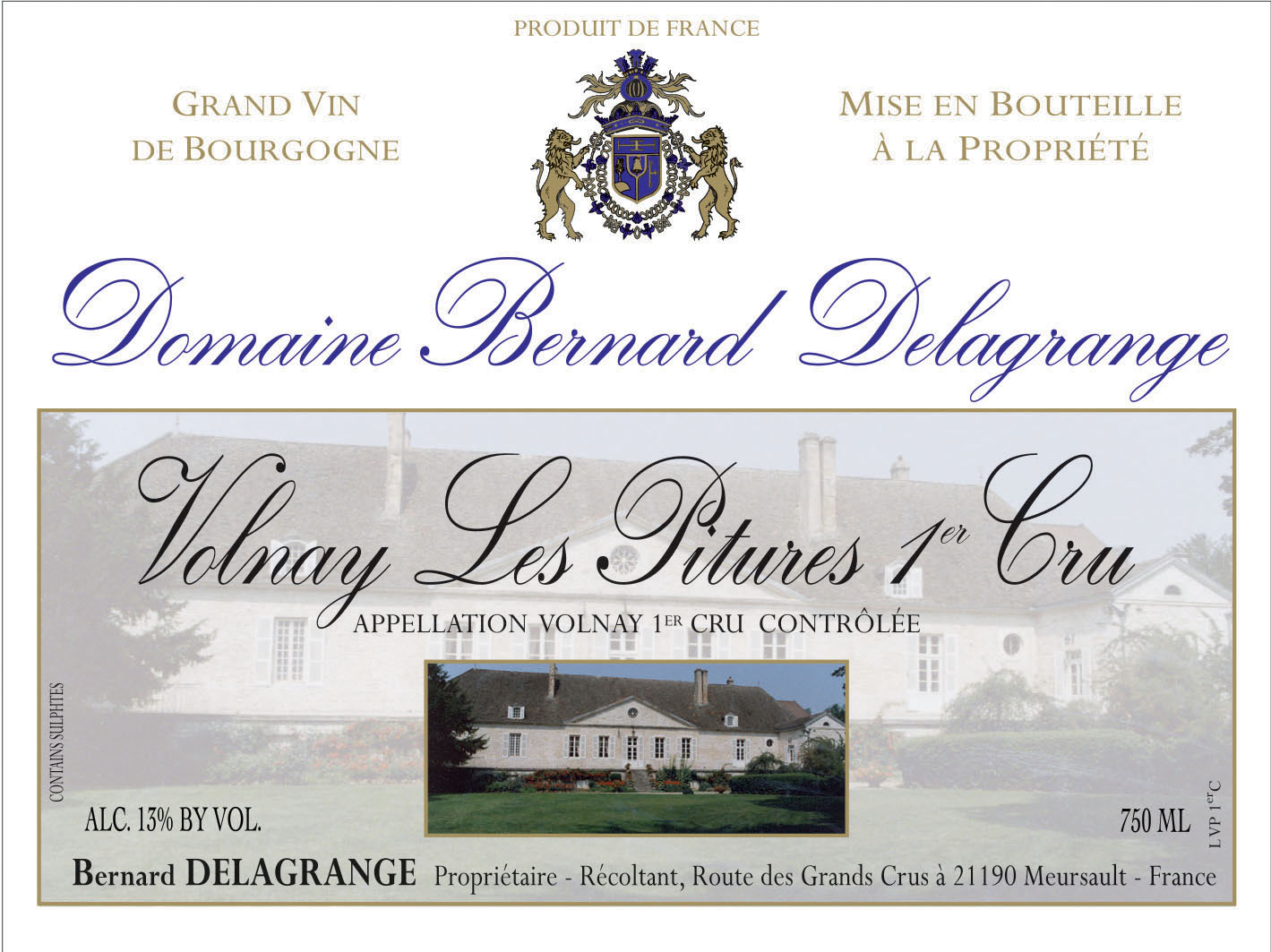 Domaine Bernard Delagrange - Volnay 1er Cru Les Pitures label